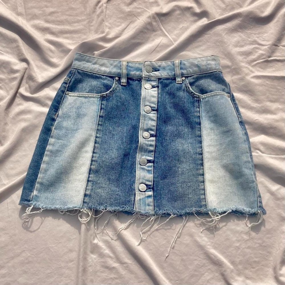 Color block Denim Skirt